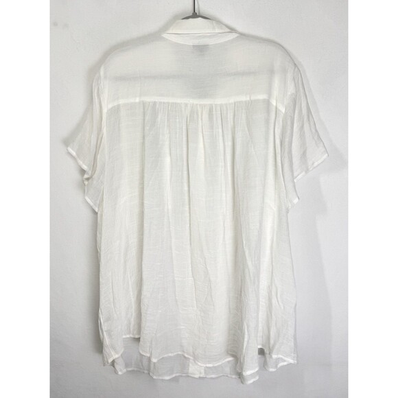 Torrid Lindsay Crochet Inset Shirt Size 5/5X Cloud White Button Front Gauze NEW - Picture 5 of 11